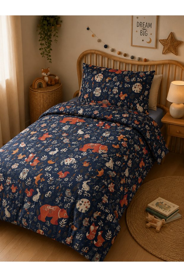 100% Cotton Muslin Duvet Cover Set Single Size 160X220 Children & Baby Room – Soft Breathable Fabric