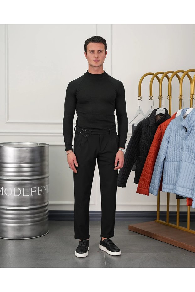 Slimfit Molded Cotton Knitwear Half Fisherman Knitwear Sweater