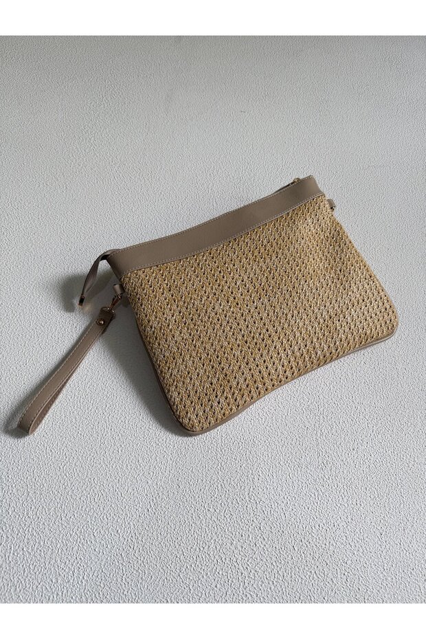 Wicker Clutch Bag Model Hand and Women's Shoulder Bag, Summer Bag Mink