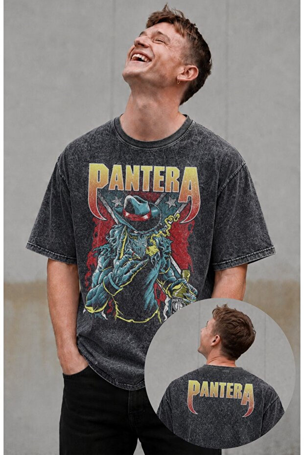 Unisex Oversize Pantera Whiskey Ense Printed Washable Rock Band T-Shirt