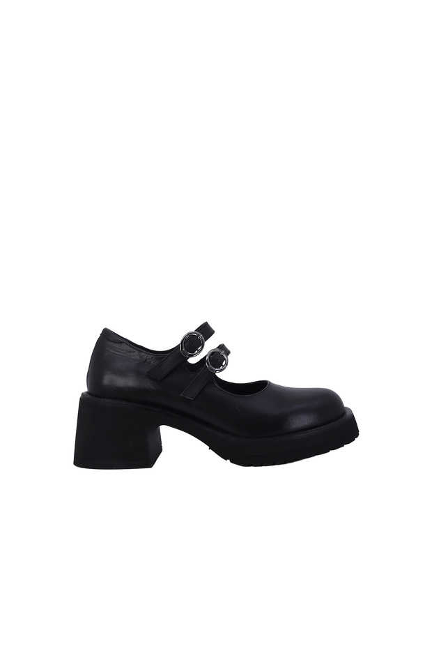 Women's Genuine Leather Thick Heeled Shoes