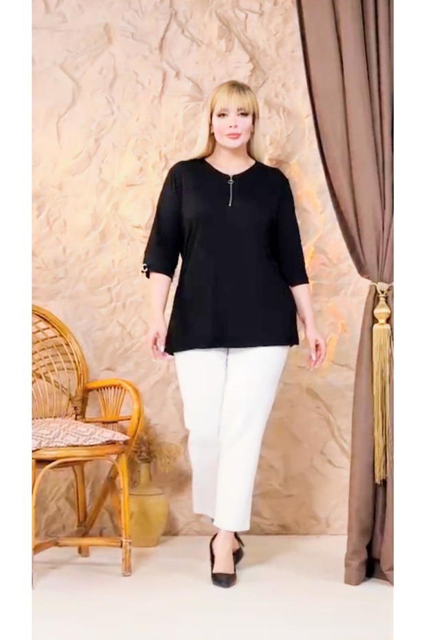 Plus Size Stylish and Comfortable Women's Blouse Short Sleeve Model