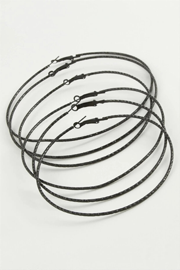 Zigzag Patterned Metal Hoop Earrings 6 Pieces