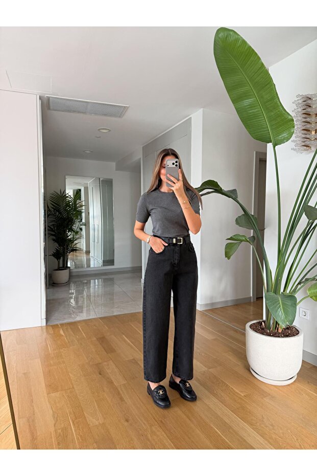 Borby Belted Skater Fit Jean - Anthracite