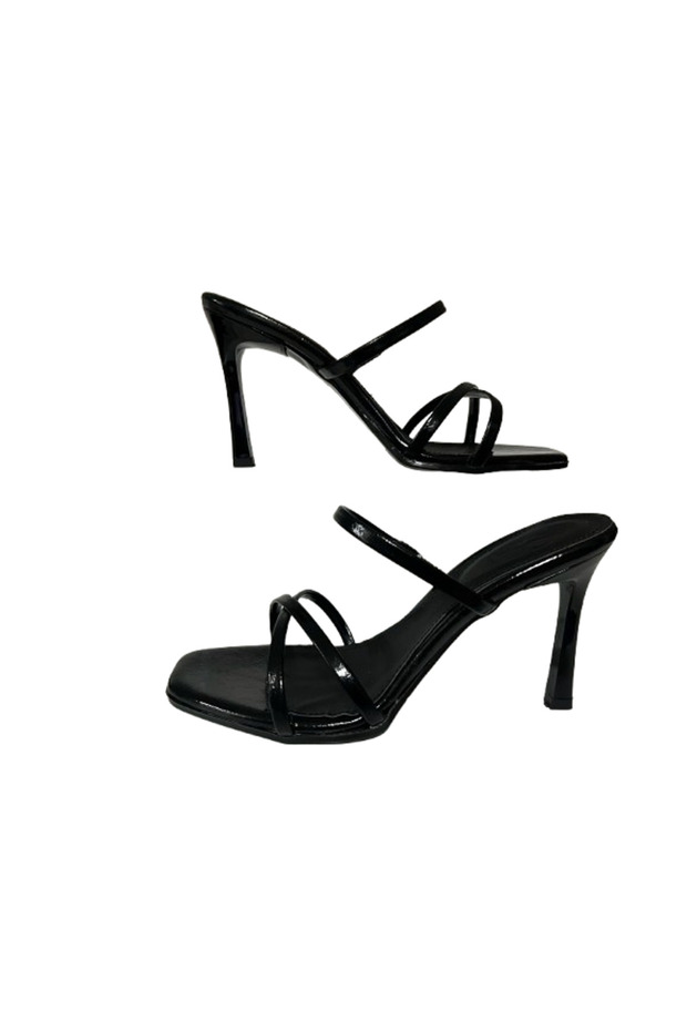 Black Thin Heeled Women's Slippers