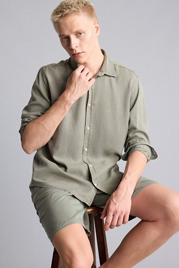 Breathable Premium Regular Fit Shirt Collar Twill Long Sleeve Shirt G0406Ax26Sp
