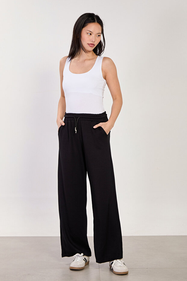 Women's Modal Sweatpants with Elastic Waist - Black