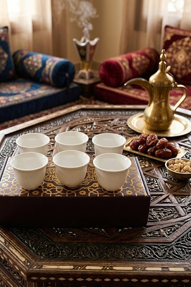 Set of 6 Mirra – Zemzem Porcelain Cups, Coffee Side Serving Cups