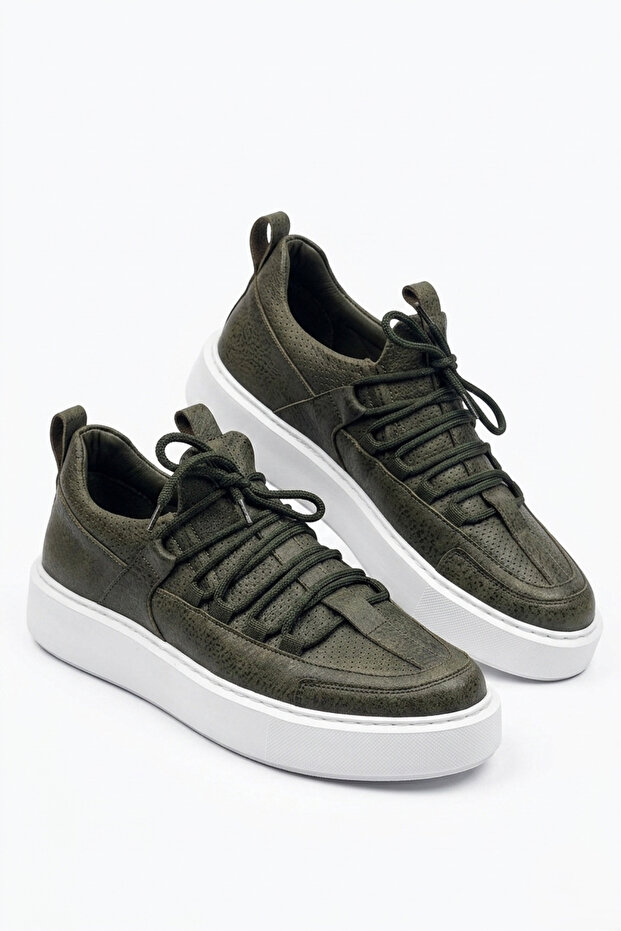Zrc159 Premium Lace-Up Orthopedic Men's Sneaker Khaki
