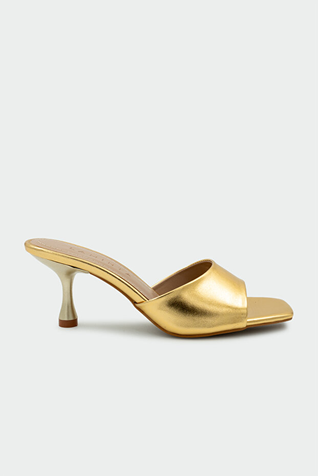 Perry Blunt Toe Women's Gold Heeled Slippers