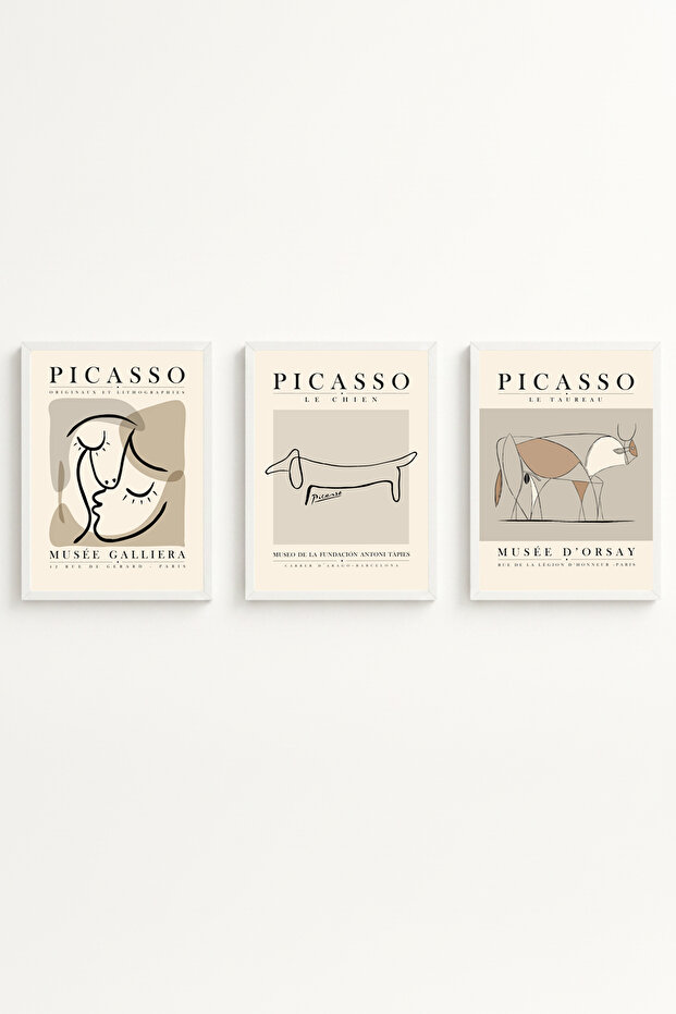 White Wooden Framed 3-Piece Modern Painting Huhu253
