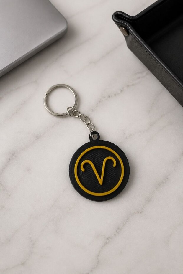 Aries Zodiac Sign Keychain – Minimalist Zodiac Themed Keychain