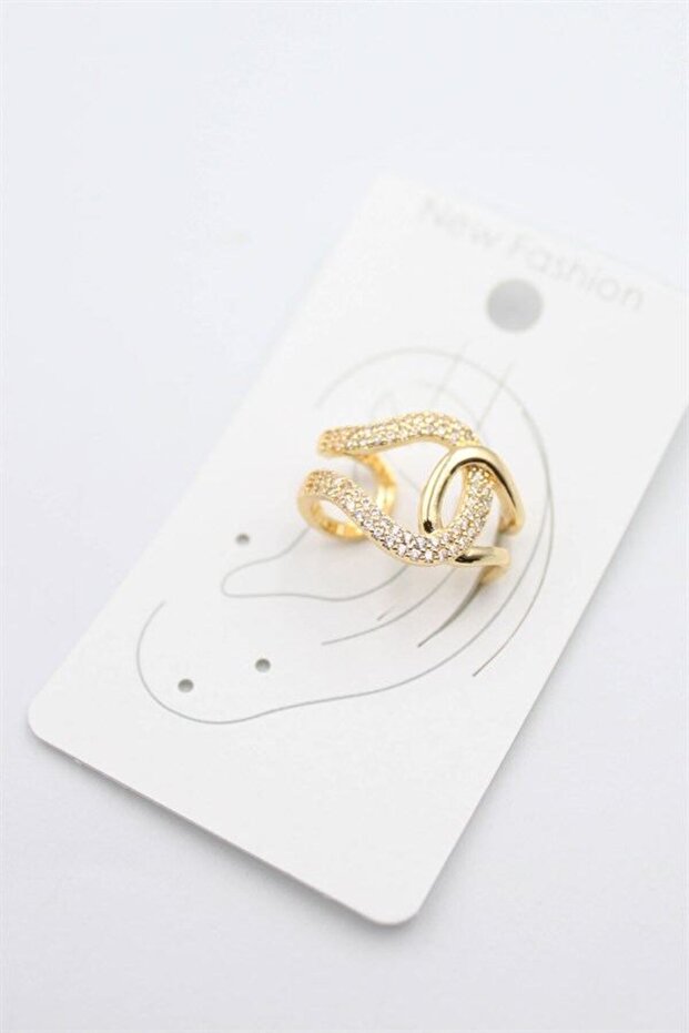 Stoned Cartilage Earrings - Gold