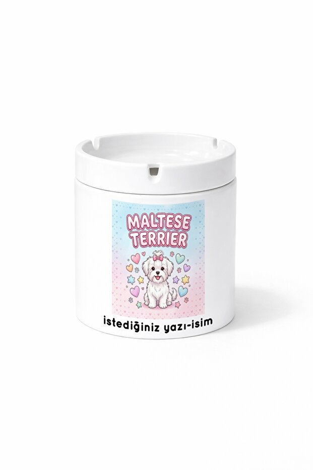 Animal Maltese Terrier Maltese Dog Double Sided Printed Ashtray Ashtray Gift