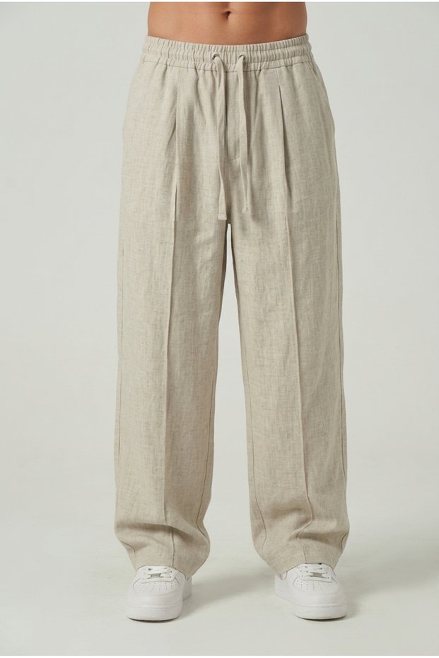 100% Raw Linen Wide Leg High Waist Very Loose Fit Men's Trousers 2Xs-10Xl