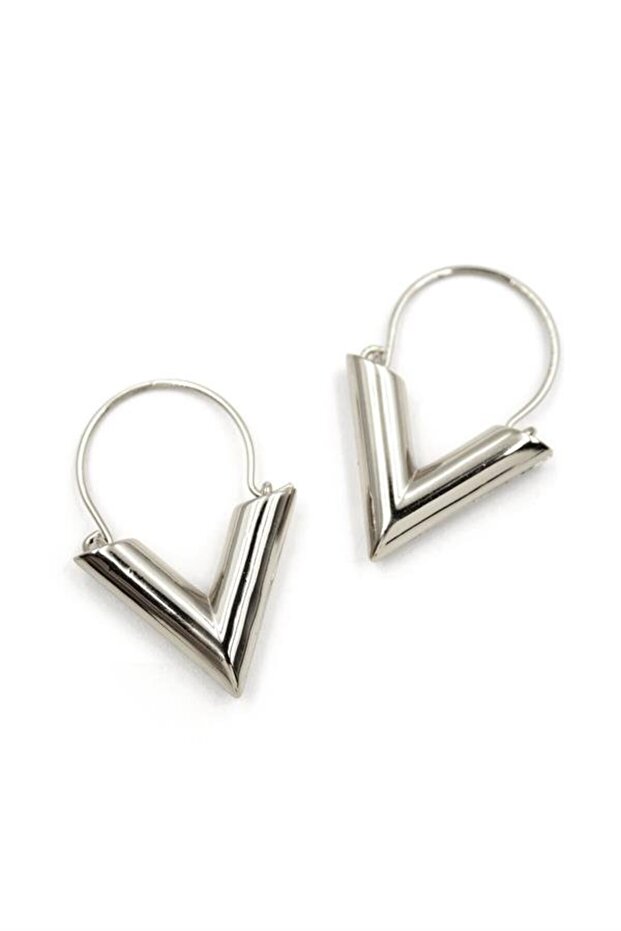 V Earrings - Silver - 1