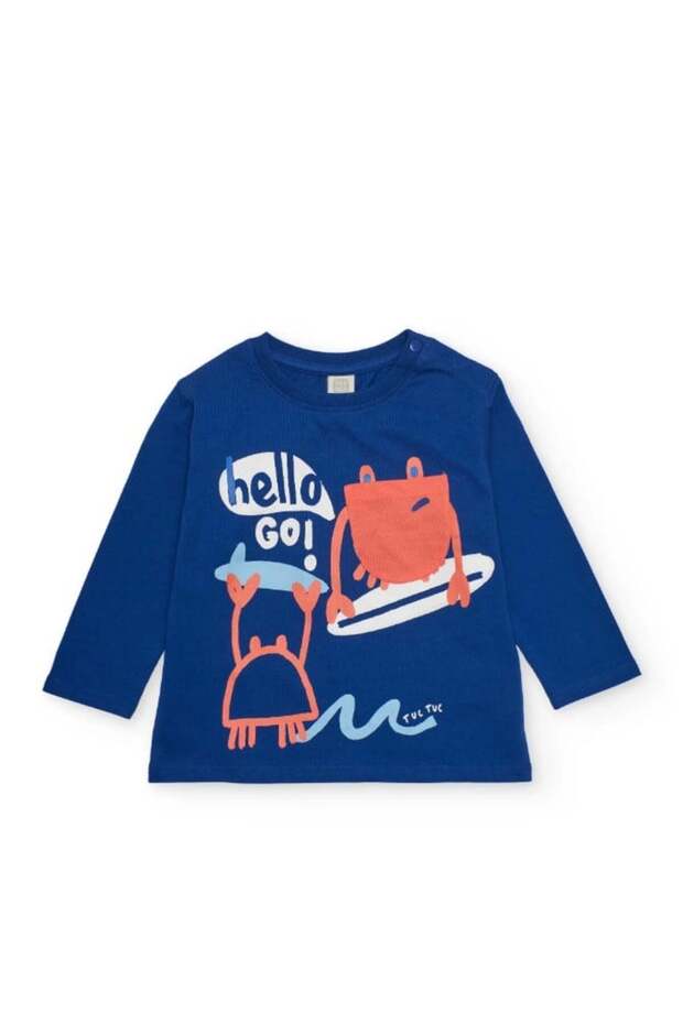 Boy's Crab Printed T-Shirt 2-8 Years Dark Blue