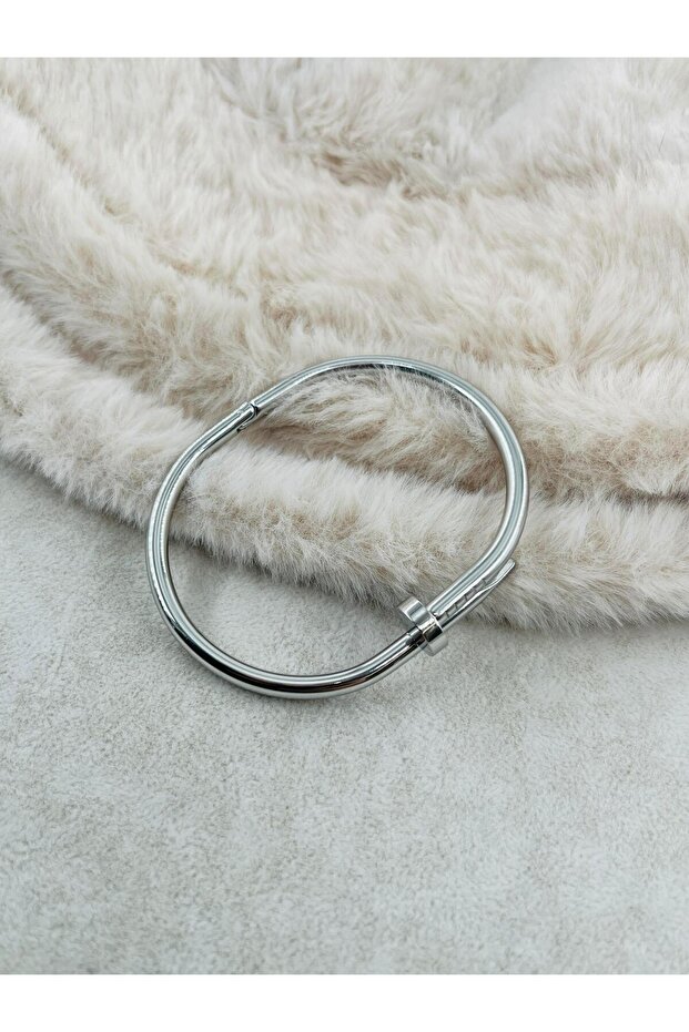 Steel Handcuff 59 Silver Sparkle Style Bracelet