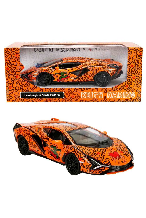 1:32 Rmz Hobby Keothe Harring Series Die Cast Pull-Back Model Car with Sound and Light - Orange L