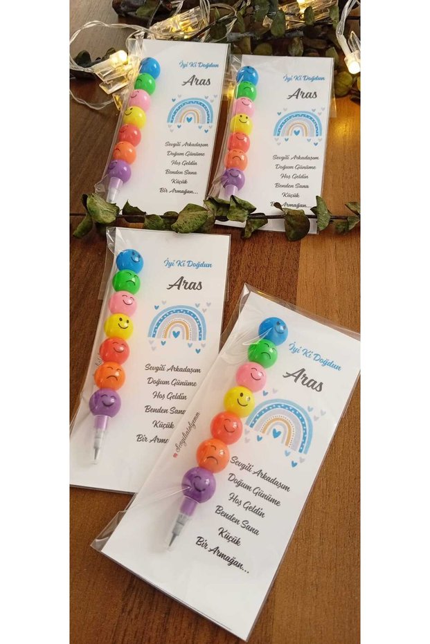 Rainbow Themed Card Gift Egg-Layering Pen (10 Pieces) Birthday/Baby Shower/Mevlüt Gifts