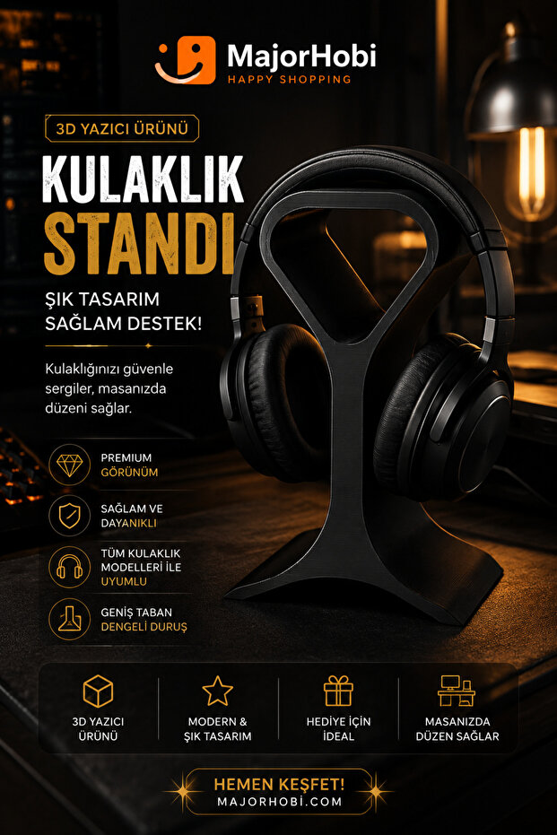 حامل سماعات الرأس 23 سم، حامل سماعات رأس لسطح المكتب، تصميم حديث، طباعة ثلاثية الأبعاد