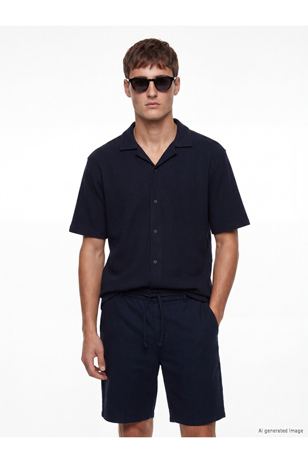 Lcw Vision Regular Fit Resort Collar Men's Textured Shirt