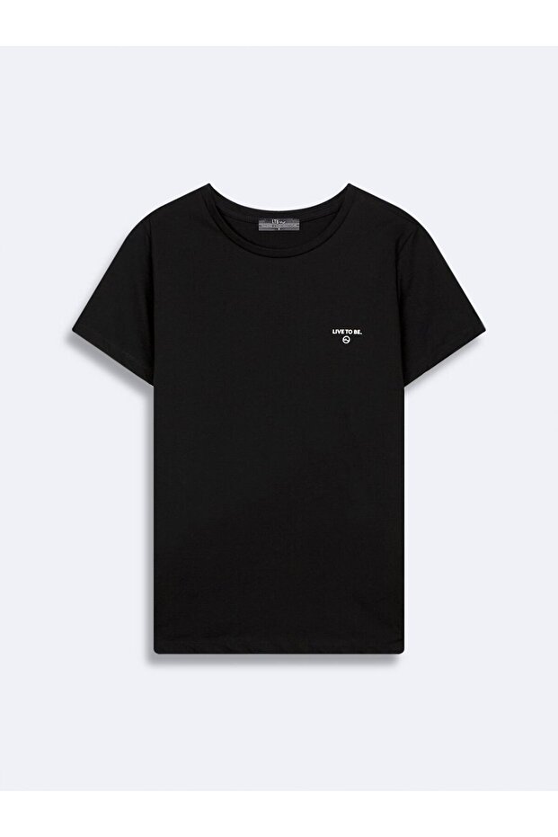 Basic Minimal Text Black T-Shirt - 2