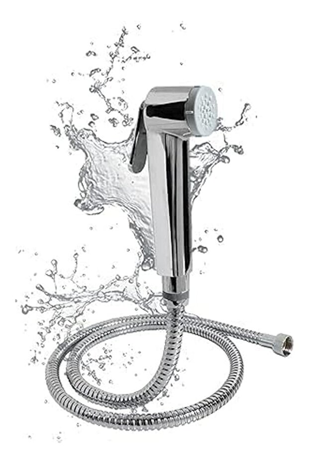 Handheld Bidet Sprayer Set – Glossy Chrome Shattaf with Ergonomic Trigger Spray