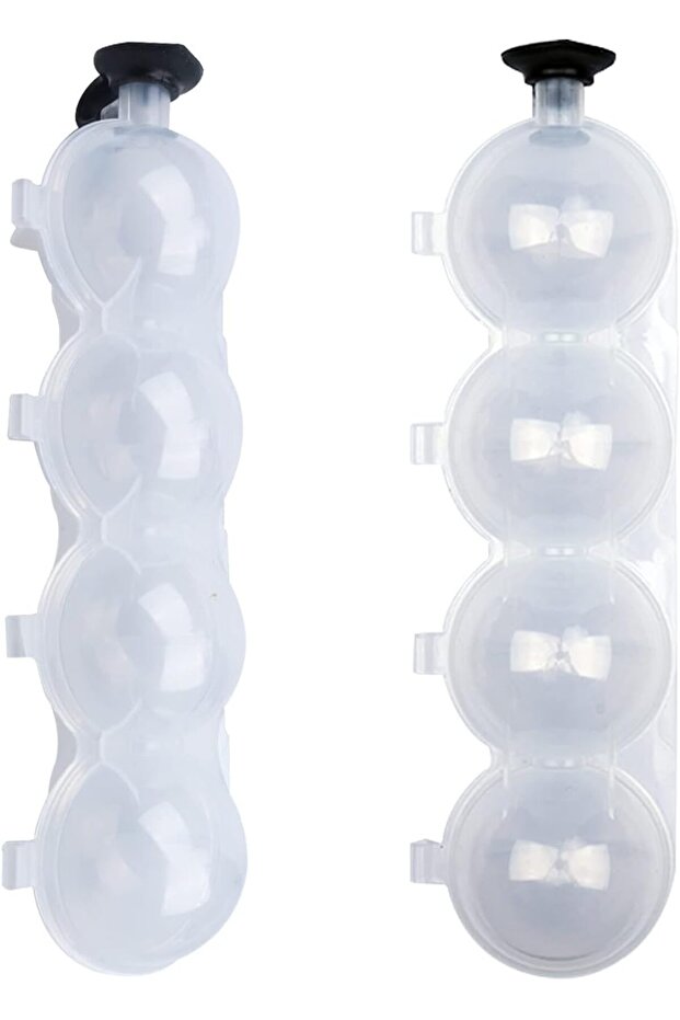 Cocktail 4-Hole Ice Ball Maker 2PCS Whiskey Ice Ball Mold Reusable Round Ice Cube Maker for DIY Bar Home Kitchen