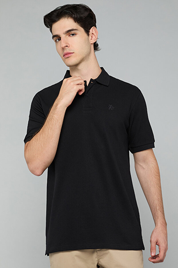 Solid Polo T-Shirt with Short Sleeves