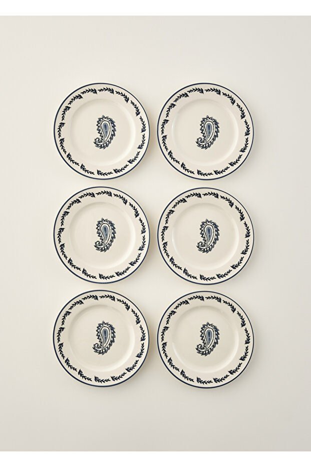 Paisley Set of 6 Porcelain Cake Plates Blue (21 cm)