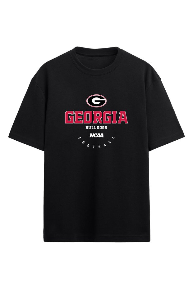 Georgia Bulldogs Ncaa College American Football Black Oversize T-Shirt