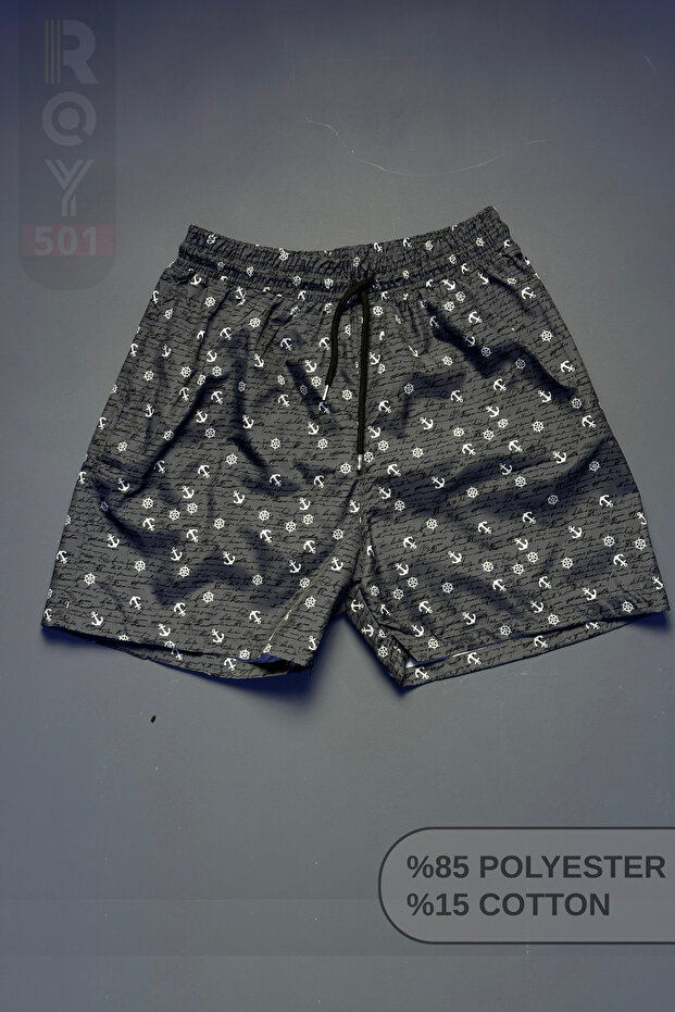 Men's Swim Shorts Patterned Pocket Zippered Mesh Swim Shorts