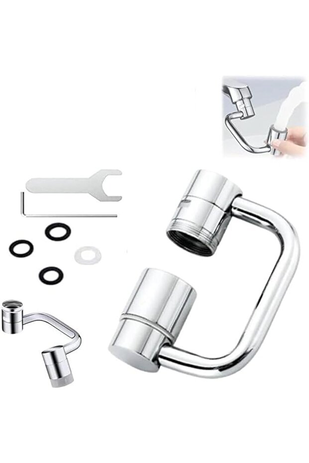 360° Rotatable Faucet Extender Arm, Solid Brass Kitchen Sink Sprayer with Anti-Splash Aerator