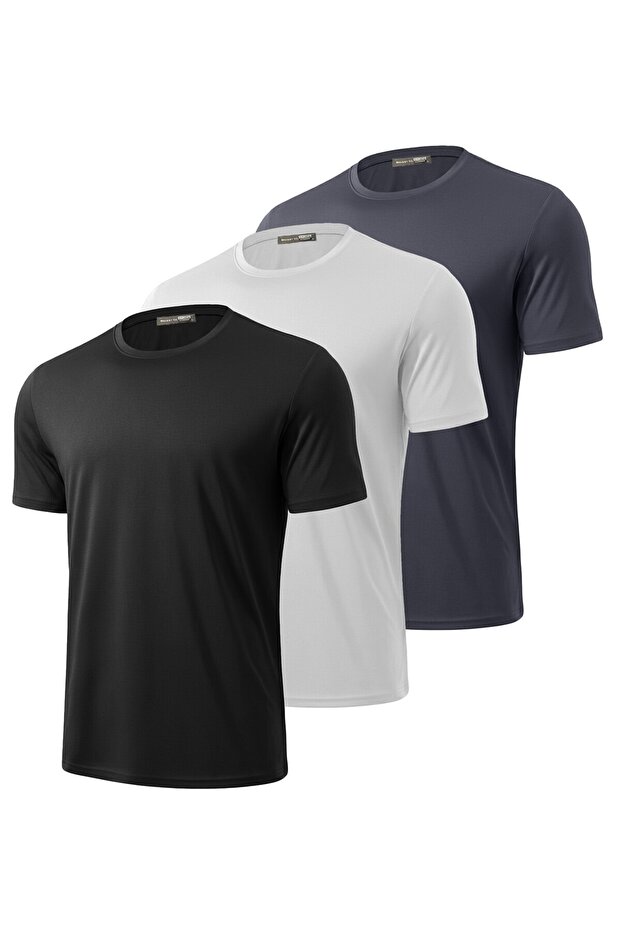 3-Pack Men's 100% Cotton Crew Neck T-Shirt with Soft Texture, Fitting the Shoulders and Not Showing the Belly.