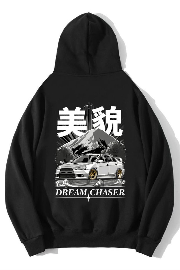 Unisex Oversize Dream Chaser Hoodie Black