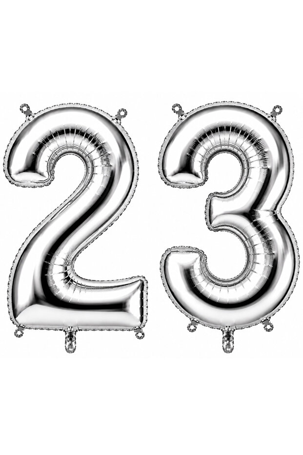 23 بالون فويلي على شكل أرقام لون فضي (36 سم)
