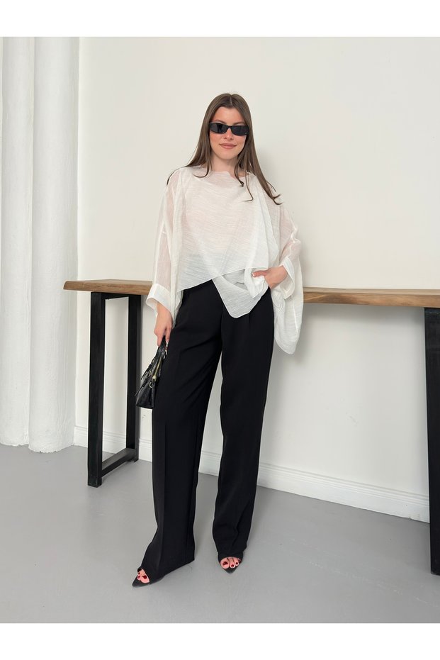 Flying Cape Blouse Transparent Chiffon Oversize Stylish Summer Blouse