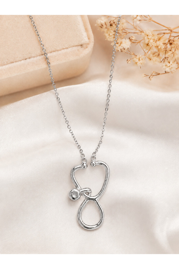 Stainless Steel Stethoscope Design Necklace – Stylish Doctor Necklace with Health Theme