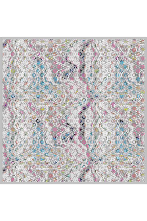 وشاح حريري رمادي فاتح مقاس 90×90