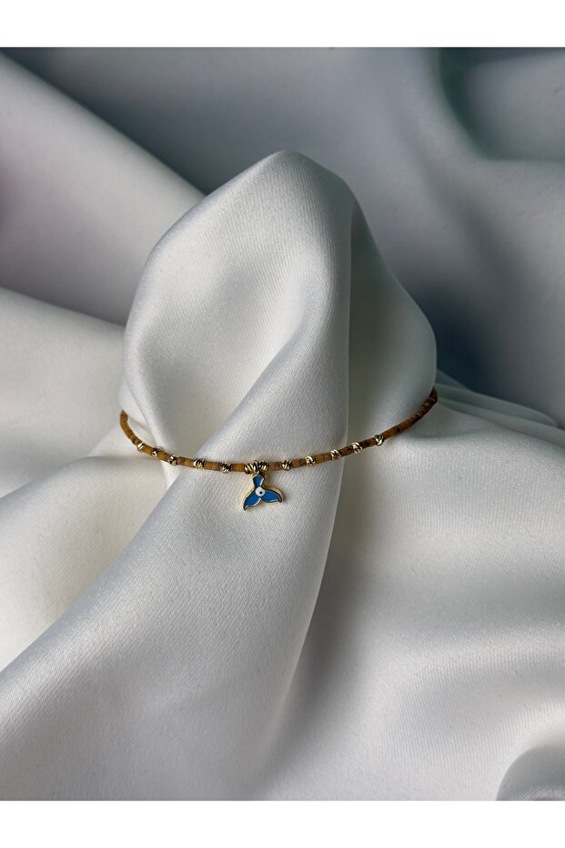 Beaded Summer Anklet with Mermaid Tail Figure