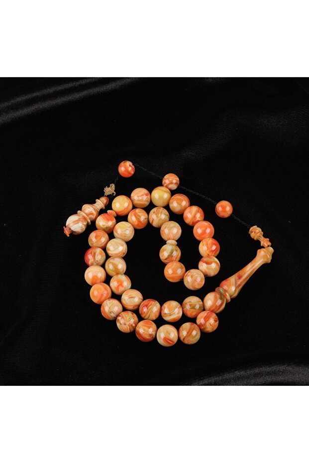 Squeeze Amber Special Casting Vip Globe Cut 11mm Prayer Beads - Orange