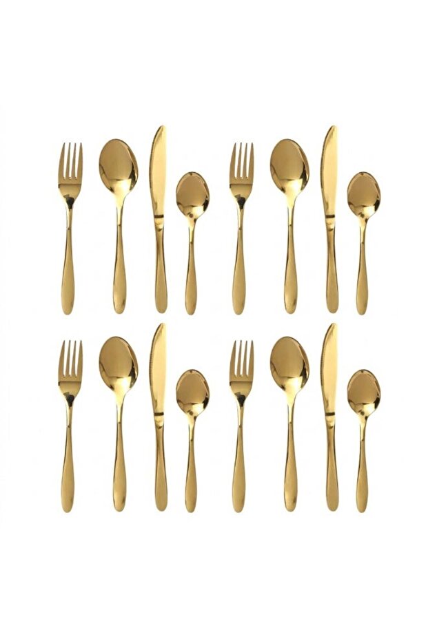 Cutlery Set 16-Piece (4x4) – Stainless Steel Flatware, Heavy & Thick, Luxury Dining Set – Gold