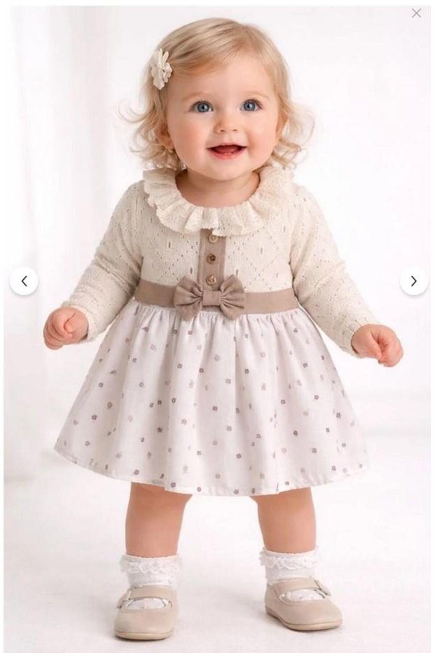 Baby Girl Lace Collar Bow Dress - 1003-Y