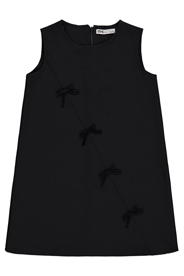 Bow-Tie Dress for Ages 6-9 - Black