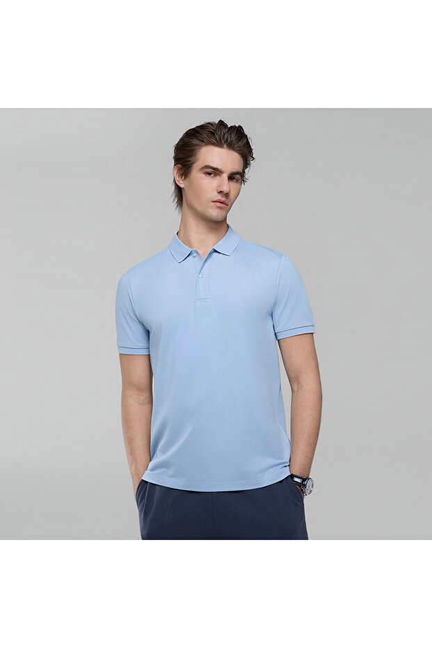 Men Slim Stretch Pique Blend Polo Shirt