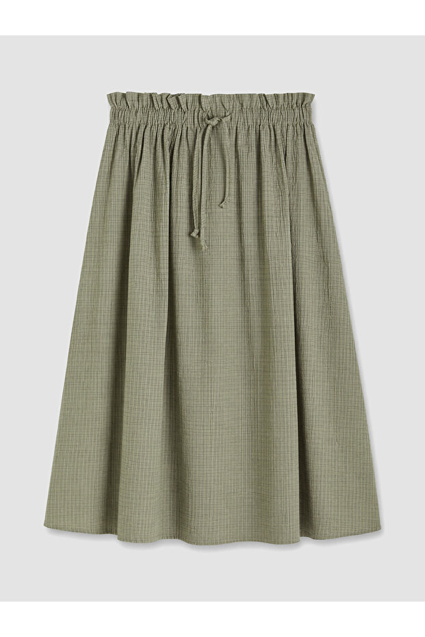 Nevavm Plaid Skirt with Elastic Waist