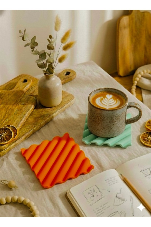Set of 2 Aesthetic Wavy Coasters |   Modern Pinterest Coasters |   Coffee Corner Decor
