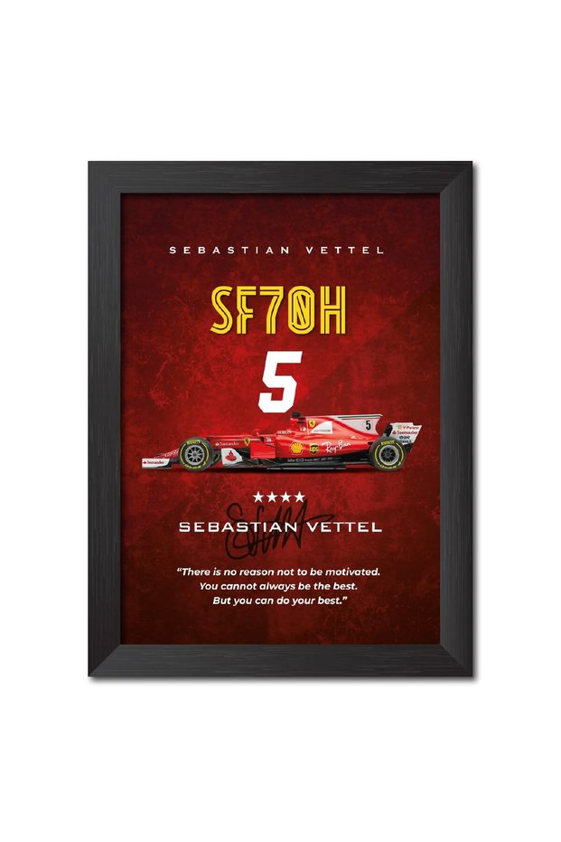 Alayra Sebastian Vettel Poster Frame F1 Racing Car SF 70H Formula One Photo Framed Painting