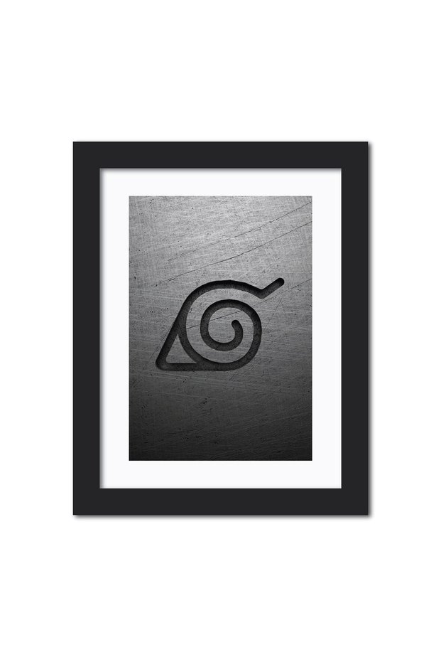 Alayra Naruto Metallic Logo Poster Framed Painting with - Black (9" x 12") | | Ready for Framing